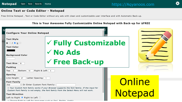 online free Notepad/Text Editor